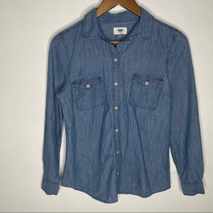 🍋Old Navy long sleeve Chambray button front top